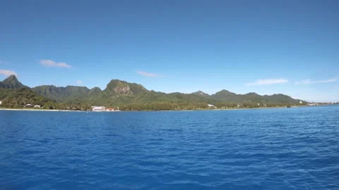 Still slow horizontal pane view look out to Avarua town in Rarotonga with Jurass Stock-Footage 259466621