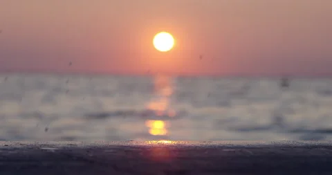 Still Slow Mo Of Serene Ocean During Beautiful Sunset Stock Footage 141743648