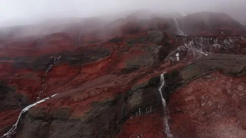 Still video of a close up showing a large waterfalls from meltwater with the Stock Footage 142747358