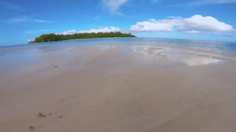 Still view beach sandy side look out to calm relax turquoise ocean lagoon atoll  Stock Footage 253461852