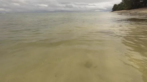 Still view of dark muddy ocean sea salt stormy turbulence wavy water on surface  Stock Footage 245442713