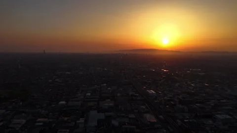 Still view of Osaka during sunset, train and traffic Stock Footage 341423669