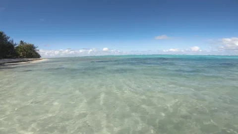 Still view of shallow ocean sea salt crystal clear water look out to horizon tur Stock Footage 245446090
