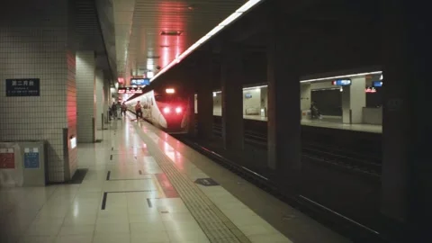 Still view of a underground train station tunnel with signs says second platform Video stock 237251525