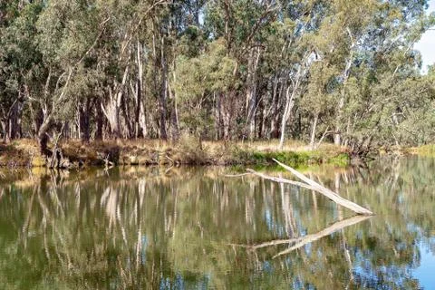 Still Water Reflections In A River Stock Photos