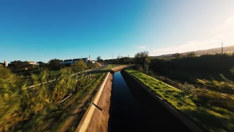 Still water reflects blue sky above Stock Footage 342189192