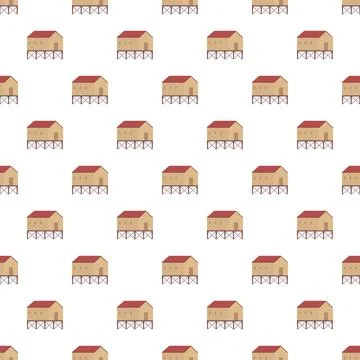 Stilt house building seamless repeating pattern background design Illustrazione stock