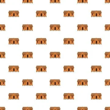 Stilt house bungalow pattern repeating traditional home Stock Illustration