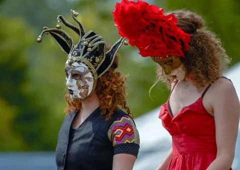 Stilt walker with mask Stock Photos