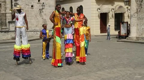 Stilt Walkers In Havana Cuba Stock Footage 18009854
