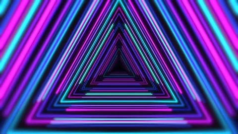 Stimulating triangle shapes on black Stock Footage 77061383