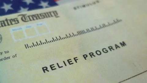Stimulus Relief program check close up view Stock Footage 145775796