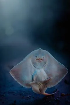 Stingray From Below in Blue Light Stock Photos