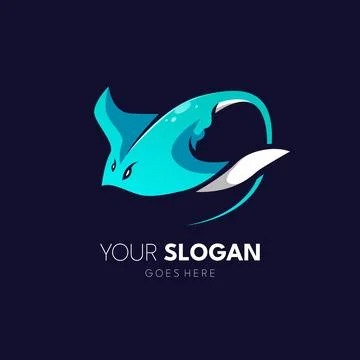 Stingray fish logo design vector Stock Illustration