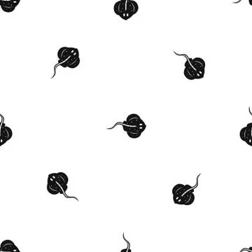 Stingray fish pattern seamless black Stock Illustration
