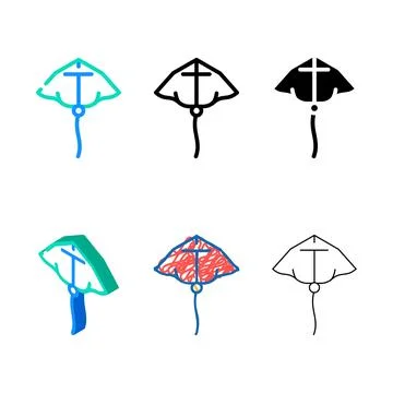 Stingray form kite color icon vector variations Stock Illustration