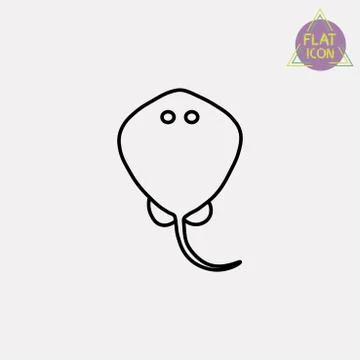Stingray line icon Stock Illustration