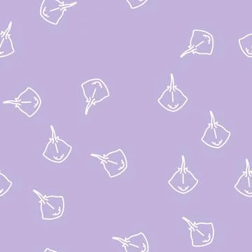 Stingray ocean line seamless pattern Stock Illustration