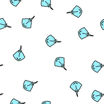 Stingray ocean vector seamless pattern Illustrazione stock