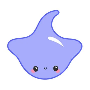 Stingray sails among the fish on a white background. Vector illustration on a Stock Illustration