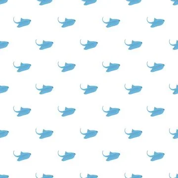 Stingray seamless pattern moving ocean water Illustrazione stock