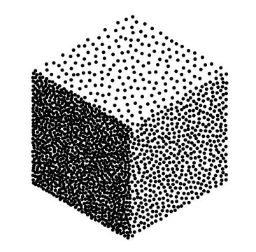 Stipple cube on white background. 3d vector shape. Stock Illustration