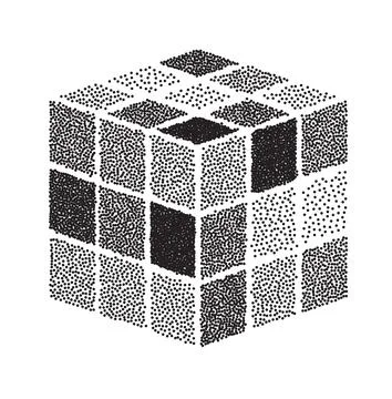 Stipple cube on white background. 3d vector shape. Stock Illustration