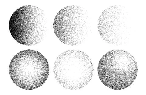 Stipple noise dot grain sphere shape, halftone Stock Illustration