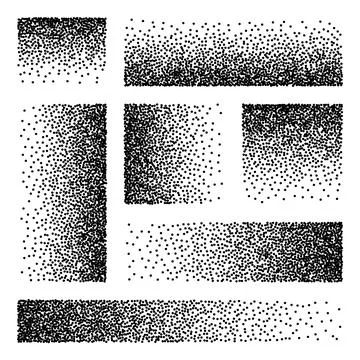 Stipple pattern, dotted rectangular design elements. Stippling, dotwork drawing イラスト素材