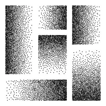 Stipple pattern, dotted rectangular design elements. Stippling, dotwork drawing イラスト素材
