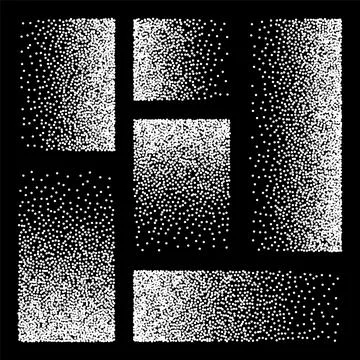 Stipple pattern, dotted rectangular design elements. Stippling, dotwork drawing イラスト素材