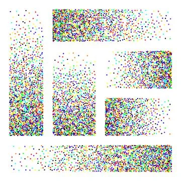 Stipple pattern, dotted rectangular design elements. Stippling, dotwork drawing Stock Illustration