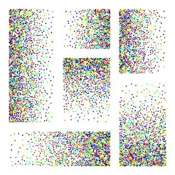 Stipple pattern, dotted rectangular design elements. Stippling, dotwork drawing Illustrazione stock