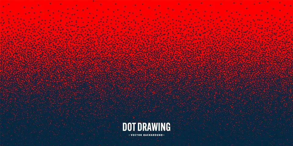 Stipple pattern, red dotted geometric background. Stippling, dotwork drawing Stock Illustration