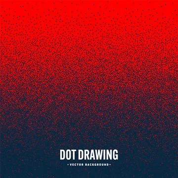 Stipple pattern, red dotted geometric background. Stippling, dotwork drawing Illustrazione stock