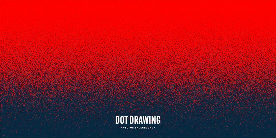 Stipple pattern, red dotted geometric background. Stippling, dotwork drawing Illustrazione stock