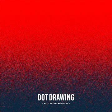 Stipple pattern, red dotted geometric background. Stippling, dotwork drawing Illustrazione stock