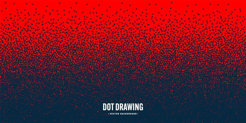 Stipple pattern, red dotted geometric background. Stippling, dotwork drawing Illustrazione stock