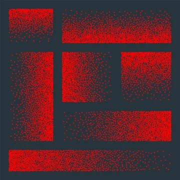 Stipple pattern, red dotted rectangular design elements. Stippling, dotwork イラスト素材