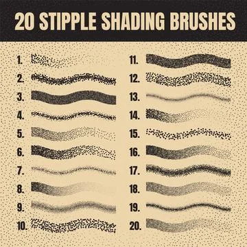 Stipple scatter brush, ink drawing and texturing. Fading gradient. Stippling Ilustración de archivo