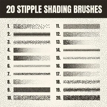 Stipple scatter brush, ink drawing and texturing. Fading gradient. Stippling Stock Illustration