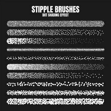 Stipple scatter brush, ink drawing and texturing. Fading gradient. Stippling Illustrazione stock