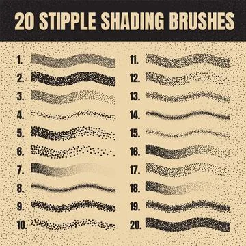 Stipple scatter brush, ink drawing and texturing. Fading gradient. Stippling Illustrazione stock