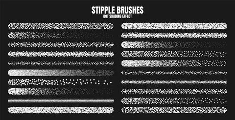 Stipple scatter brush, ink drawing and texturing. Fading gradient. Stippling Stock Illustration