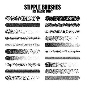 Stipple scatter brush, ink drawing and texturing. Fading gradient. Stippling Stock Illustration