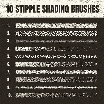 Stipple scatter brush, ink drawing and texturing. Fading gradient. Stippling Illustrazione stock