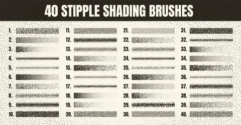 Stipple scatter brush, ink drawing and texturing. Fading gradient. Stippling 스톡 일러스트