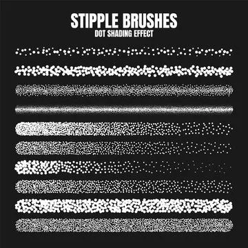 Stipple scatter brush, ink drawing and texturing. Fading gradient. Stippling 스톡 일러스트