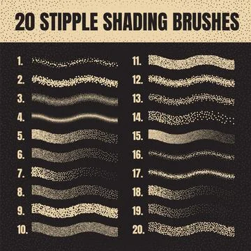 Stipple scatter brush, ink drawing and texturing. Fading gradient. Stippling Ilustración de archivo