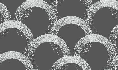 Stipple seamless pattern in retro style on grey background. Vector stipple Stock Illustration